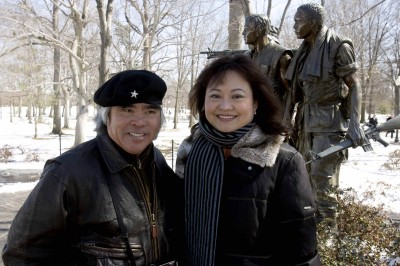 Nick Ut with Phan Thi Kim Phuc in May, 2009 at Vietnam War Memorial Soldiers in Washington D.C  (AP Photo/Nick Ut)